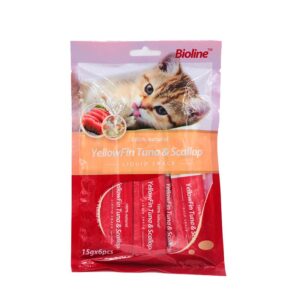 Bioline Cremoso Gato Sabor Atun y Ostion , 6 Tubos