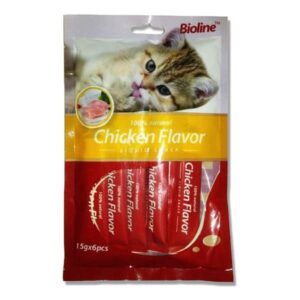 Bioline Cremoso Gato Sabor Pollo , 6 Tubos