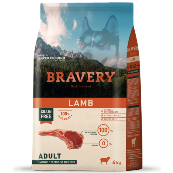 Bravery Alimento Lamb Adult Raza Mediana Grande 12kg