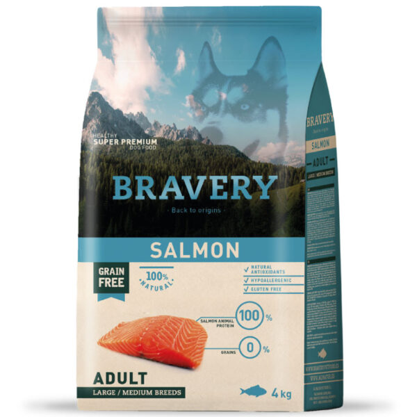 Bravery Alimento Salmon Adult Raza Mediana Grande 12kg