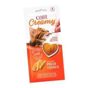 Catit Creamy Cremoso Gato Sabor Pollo , 4 Tubos
