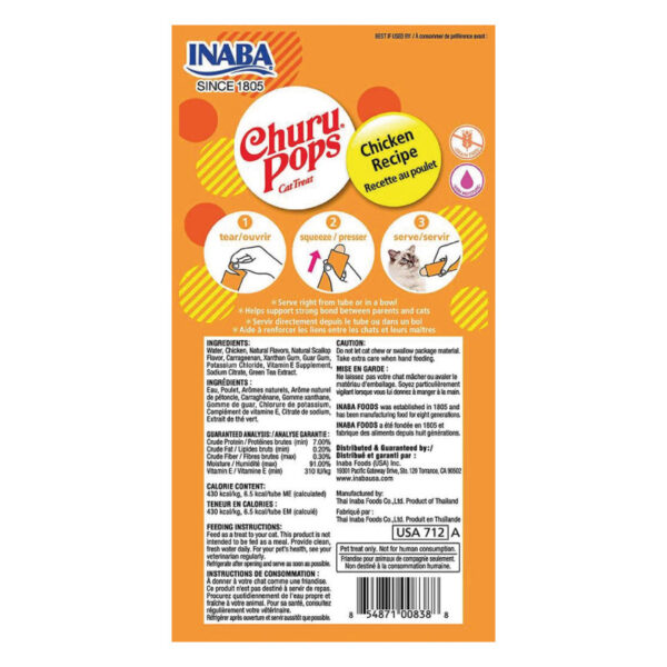 Inaba Churu Pops Gato Sabor Pollo 4 Tubos 2
