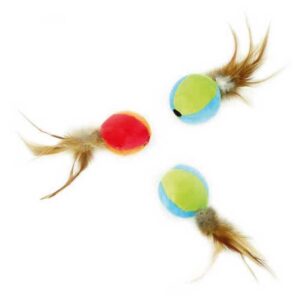 Pelotas Set Gato Plush con Plumas, Pack x 3