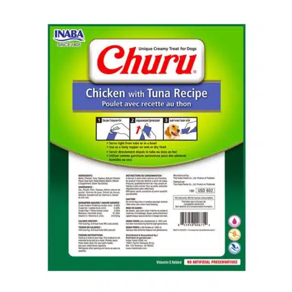 Inaba Churu Perro Sabor Pollo y Atun 8 Tubos - Imagen 2