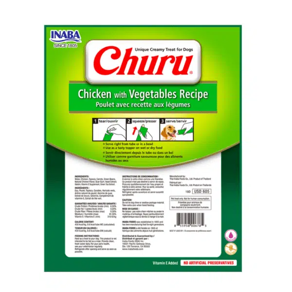 Inaba Churu Perro Sabor Pollo y Vegetales 8 Tubos - Imagen 2