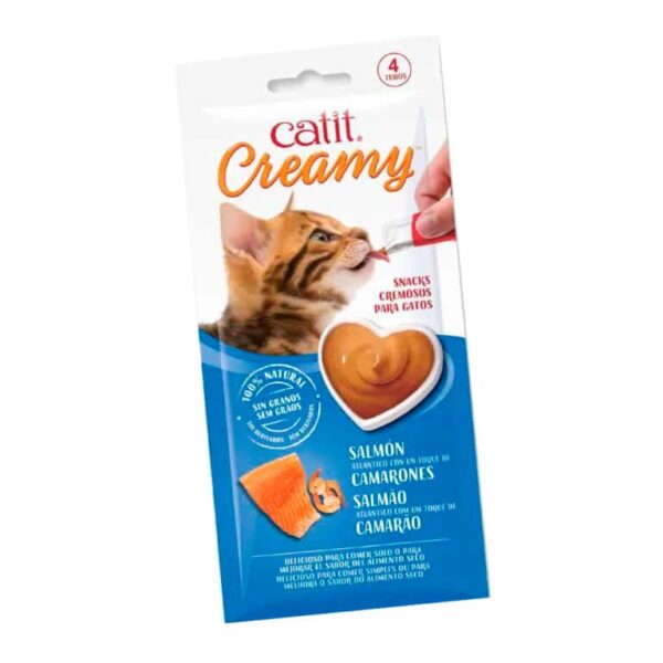 Catit Creamy Sabor Gato Salmon y Camarones  4 Tubos - Imagen 1