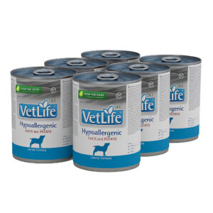 Pack 6 Latas - Vet Life Hypoallergenic Duck Perro 300gr