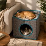 Casa Cama Para Gato 2 Niveles Refugio Acolchado - Imagen 3