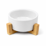 Plato Ceramico Elevado Perros Base Bamboo 17cms