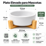 Plato Ceramico Elevado Perros Base Bamboo 17cms - Imagen 3