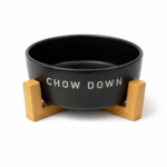 Plato Ceramico Elevado Perros Diseño y Base Bamboo 19cms