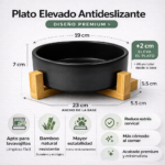 Plato Ceramico Elevado Perros Diseño y Base Bamboo 19cms - Imagen 3