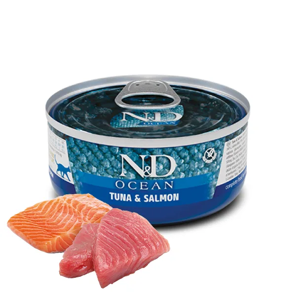N&D Ocean Lata Atún y Salmón Gato 80gr - Imagen 1