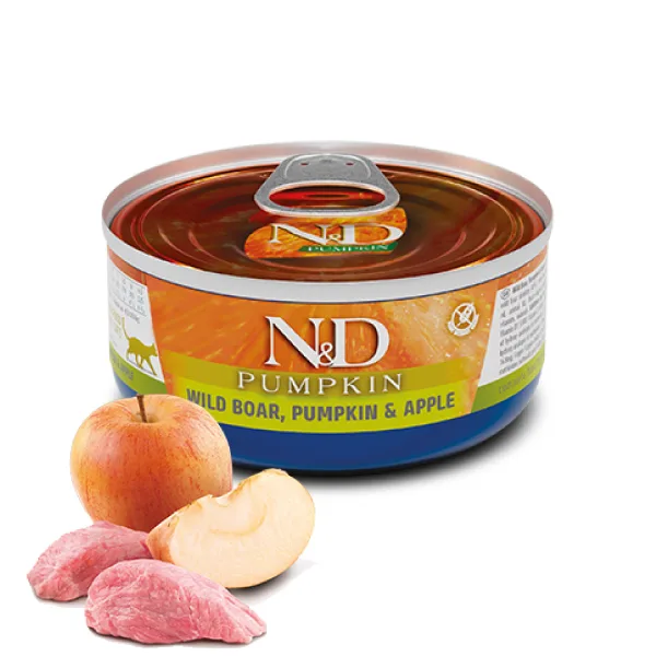 N&D Prime Lata Jabalí y Manzana Gato 80gr - Imagen 1