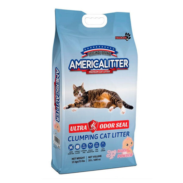 America Litter Ultra Odor Seal Aroma Talco 15Kg - Imagen 1
