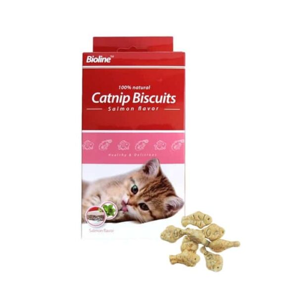 Bioline Galletas Gato Sabor Salmon y Catnip 80gr - Imagen 1