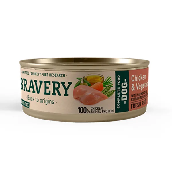 Bravery Lata Chicken and Vegetables Adult Dog 80gr - Imagen 1