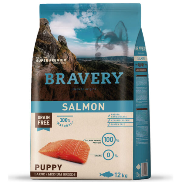 Bravery Salmon Puppy Raza Mediana Grande 12Kg - Imagen 1