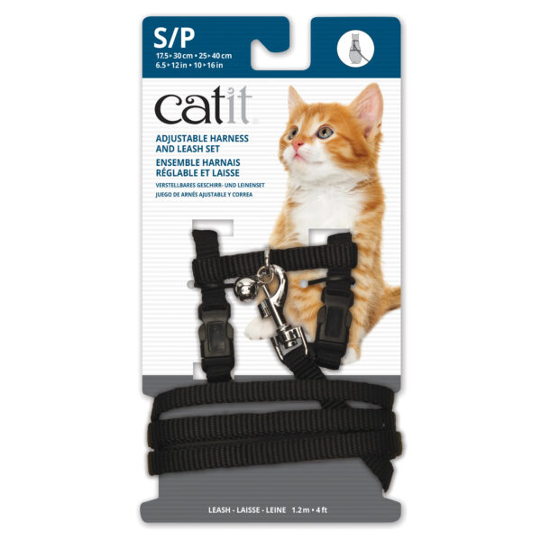 Catit Arnés Gato con Correa Negra – Small - Imagen 1