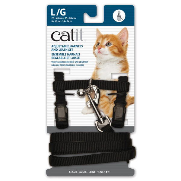 Catit Arnés Gato con Correa Negro – Large - Imagen 1