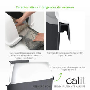 Catit Baño Cerrado Gato Cubierta Color Gris - Imagen 4
