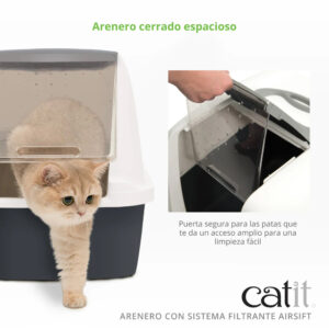 Catit Baño Cerrado Gato Cubierta Color Gris - Imagen 3