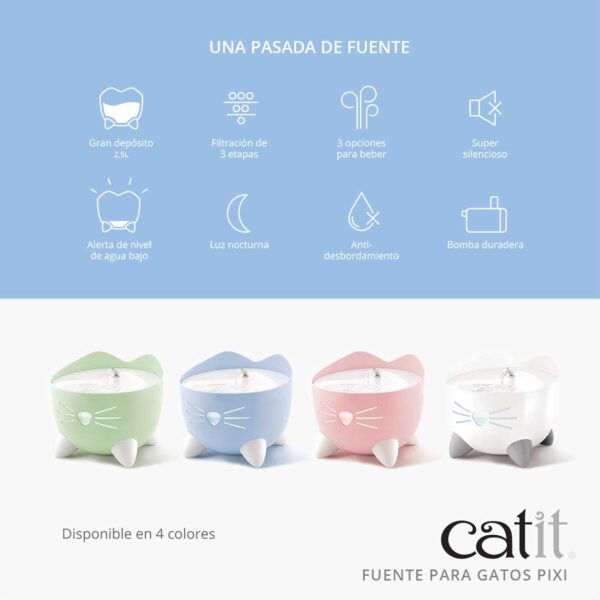 Catit Pixi Fuente Para Gato 2.5lts Color Celeste - Imagen 2