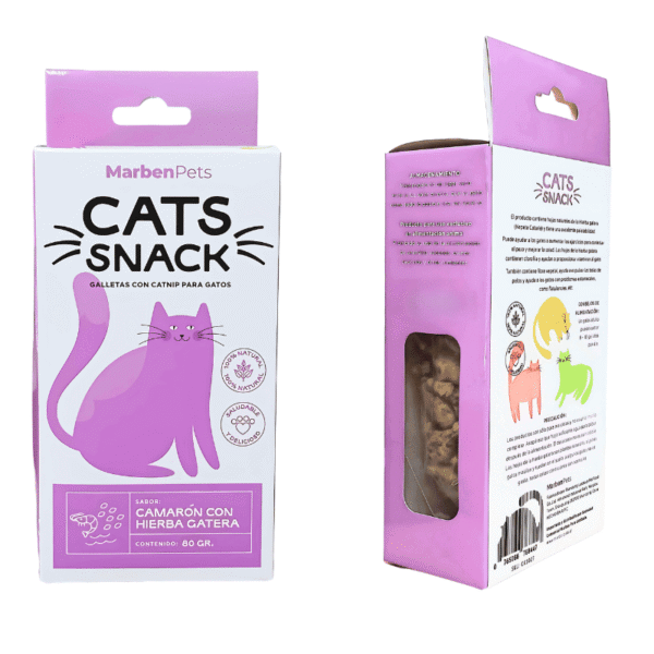 Cats Snack Galletas Sabor Camaron y Hierba Gatera 80gr - Imagen 1