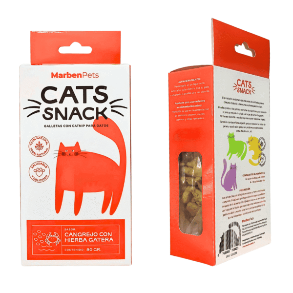 Cats Snack Galletas Sabor Cangrejo y Hierba Gatera 80gr - Imagen 1