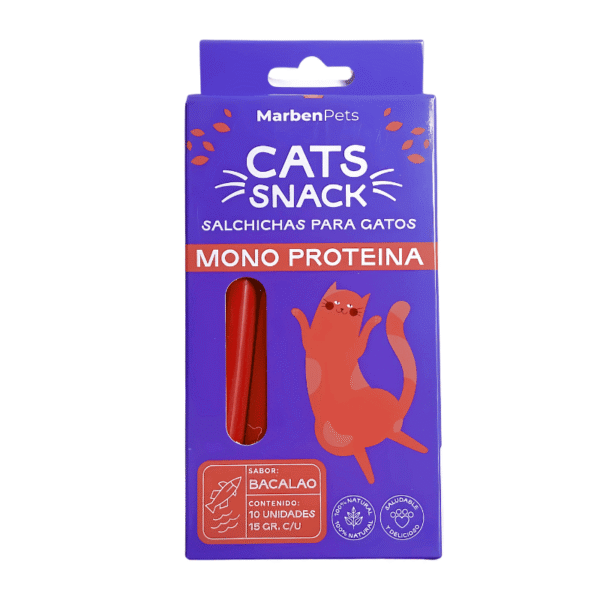 Cats Snack Salchichas Mono Proteína Sabor Bacalao 150gr - Imagen 1