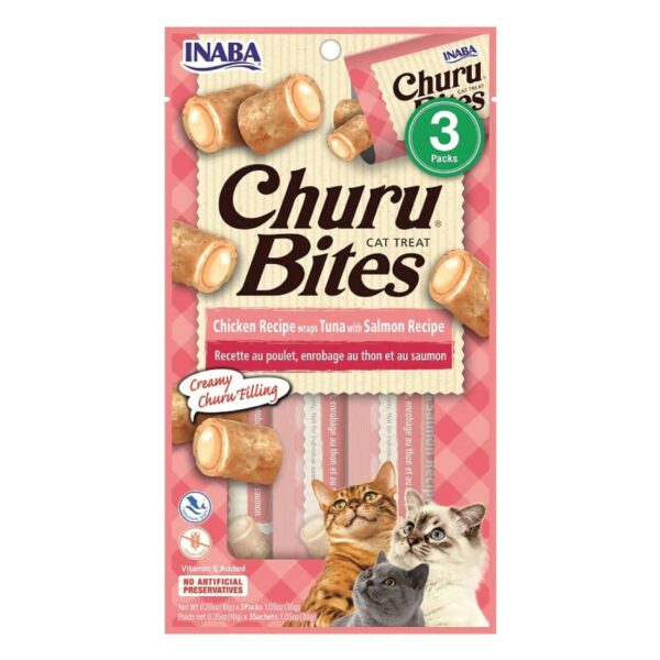 Inaba Churu Bites Gato Atun y Salmon 3 Tubos - Imagen 1