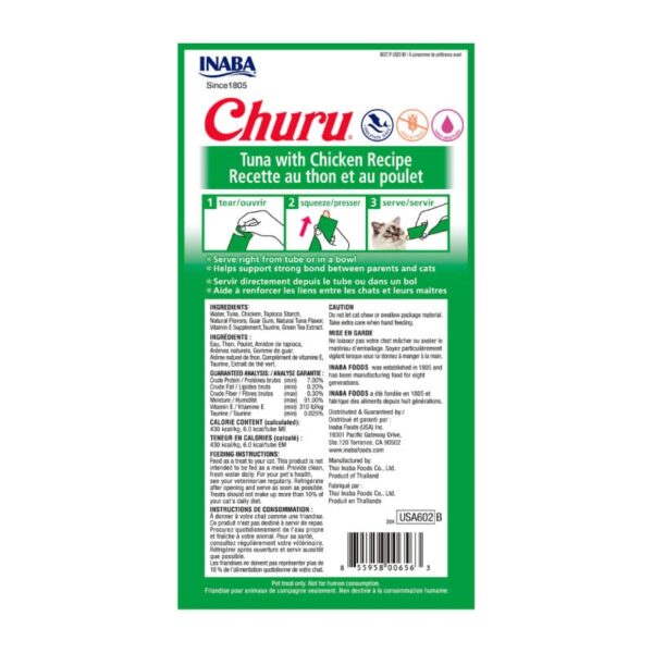 Inaba Churu Gato Sabor Atún y Pollo 4 Tubos - Imagen 2