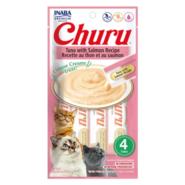 Inaba Churu Gato Sabor Atún y Salmon 4 Tubos - Imagen 1