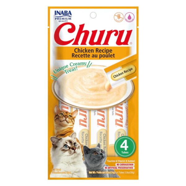 Inaba Churu Gato Sabor Pollo 4 Tubos - Imagen 1