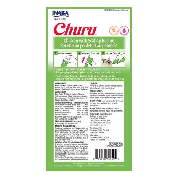 Inaba Churu Gato Sabor Pollo y Ostion 4 Tubos - Imagen 2
