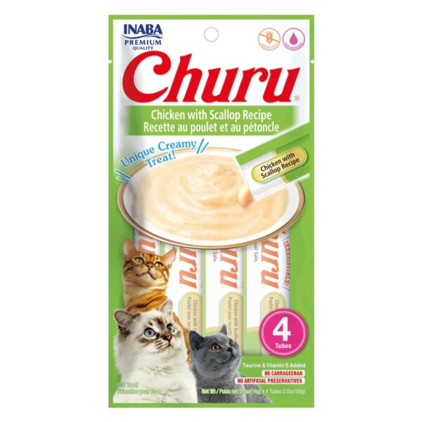 Inaba Churu Gato Sabor Pollo y Ostion 4 Tubos - Imagen 1