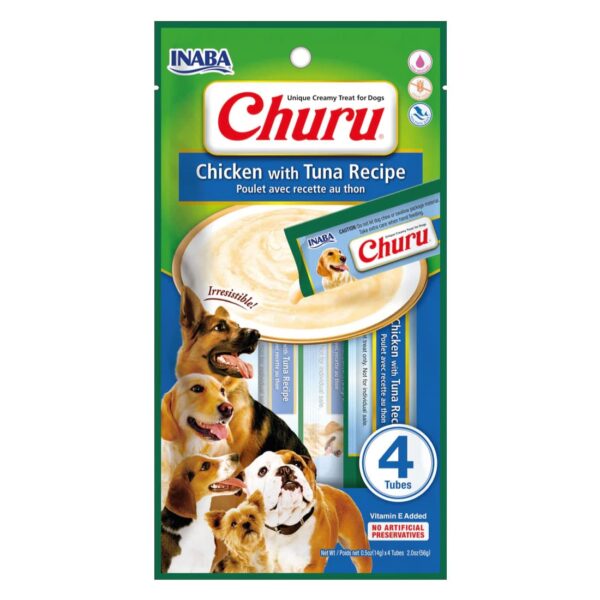 Inaba Churu Perro Sabor Pollo y Atun 4 Tubos - Imagen 1