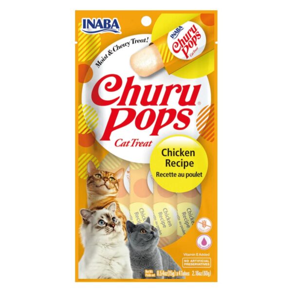 Inaba Churu Pops Gato Sabor Pollo 4 Tubos - Imagen 1