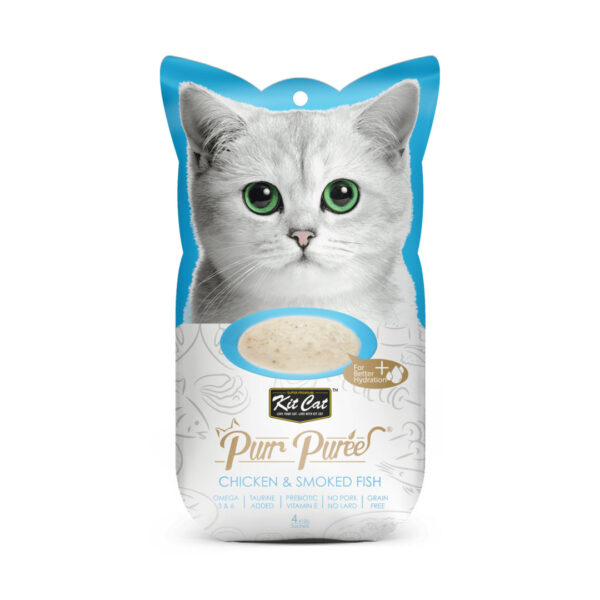 Kit Cat Purr Puree Pollo y Pescado Ahumado - Imagen 1