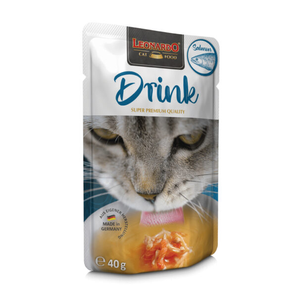 Leonardo Drink Pouch Salmon Gato 40 gr - Imagen 1