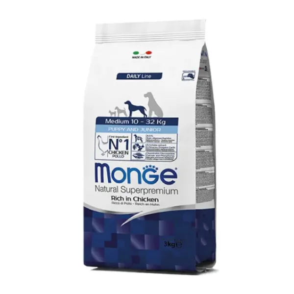 Monge Medium Puppy & Junior Chicken 3Kg - Imagen 1