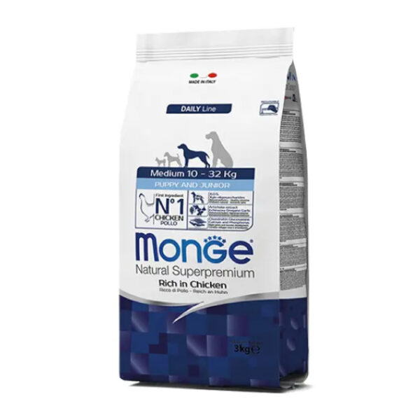 Monge Medium Puppy & Junior Chicken 3Kg - Imagen 1
