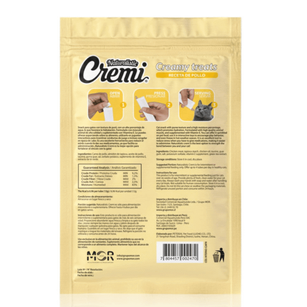Naturalistic Cremi Gato Sabor Pollo 5 Tubos - Imagen 2