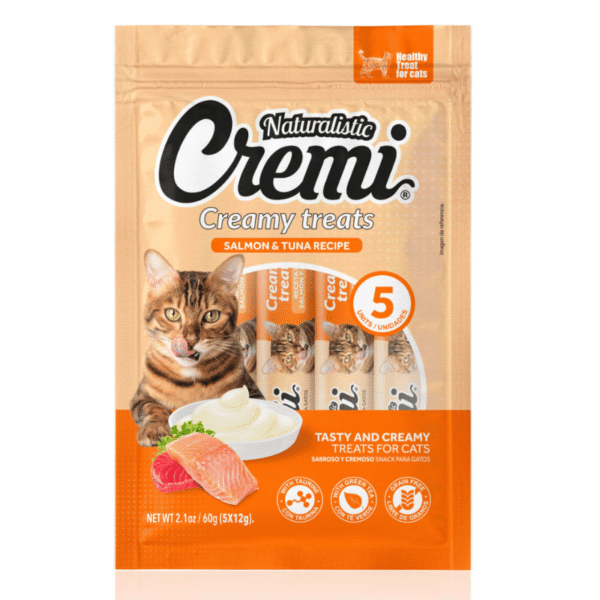 Naturalistic Cremi Gato Sabor Salmón y Atún 5 Tubos - Imagen 1