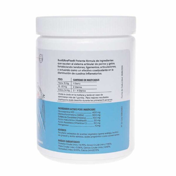 SuniUltraFlex Cuidado Articular Intensivo Perros Gatos 50 Gomitas - Imagen 3