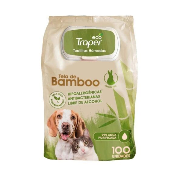 Traper Toallitas Húmedas de Bamboo Perro y Gato 100u - Imagen 1