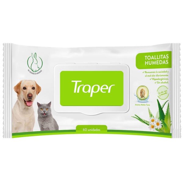 Traper Toallitas Húmedas Para Mascotas 60 Unidades - Imagen 1