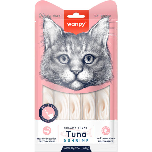 Wanpy Cat Creamy Tuna & Shrimp (Cremoso De Atún & Camaron) 70Gr - Imagen 1